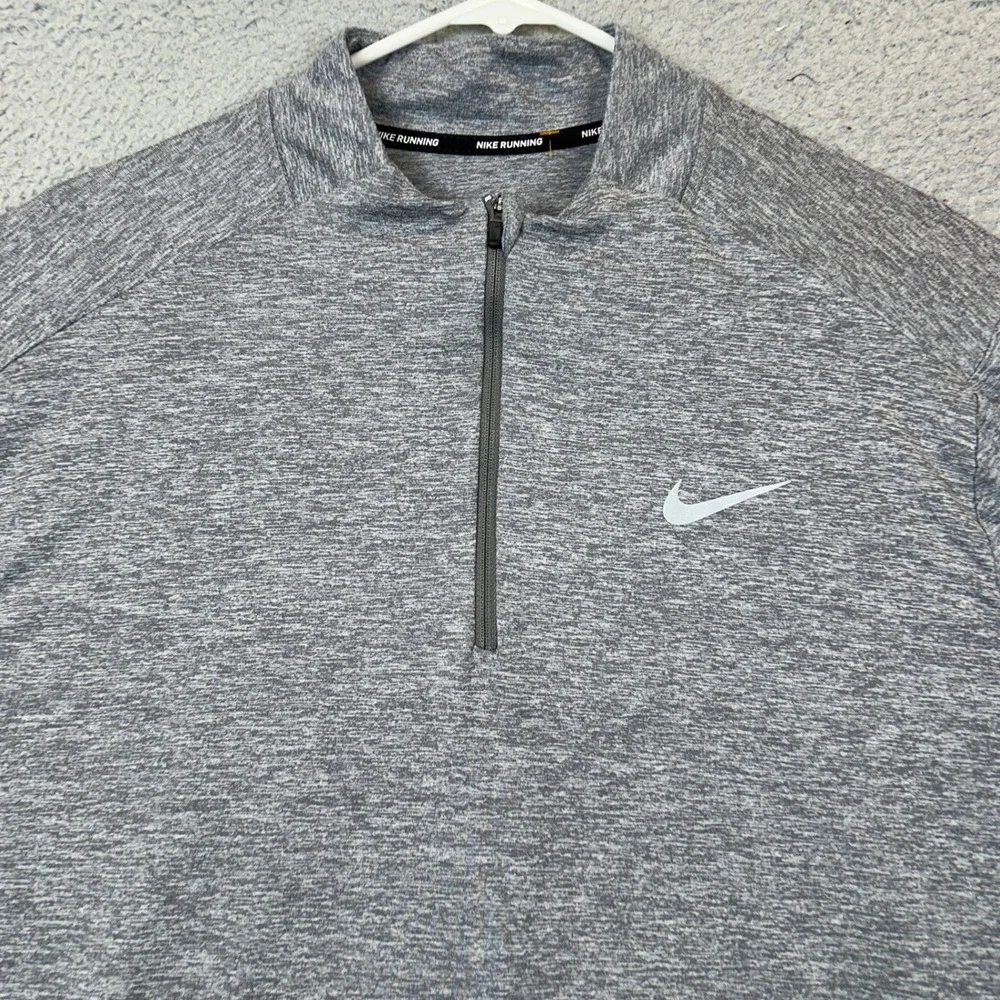 Nike Running Shirt Mens XL Dri-FIT Grey Salt Pepper Quarter Zip Pullover Stretch